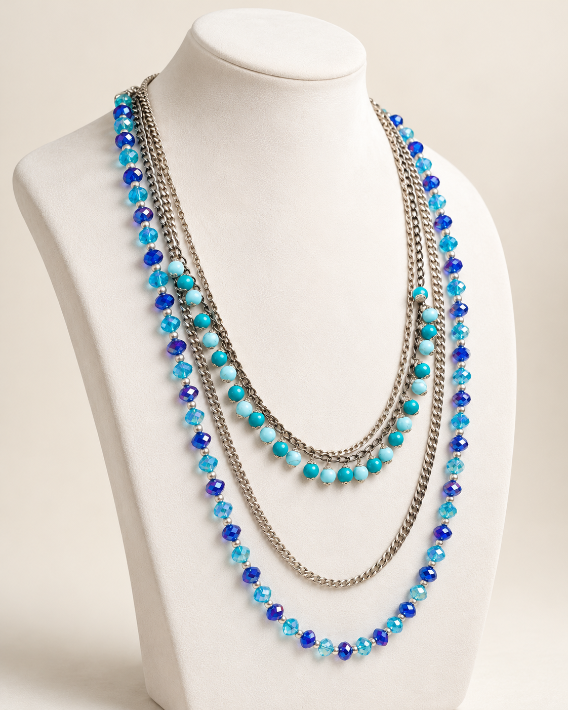 Blue N Silver Layered Maala